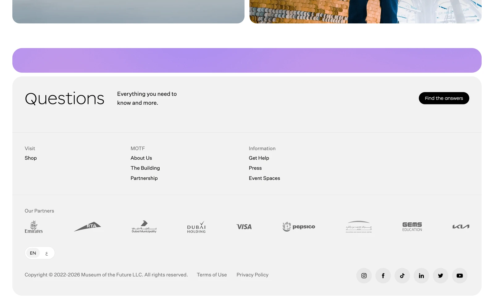 Bottom screenshot of MuseumOfTheFuture.ae