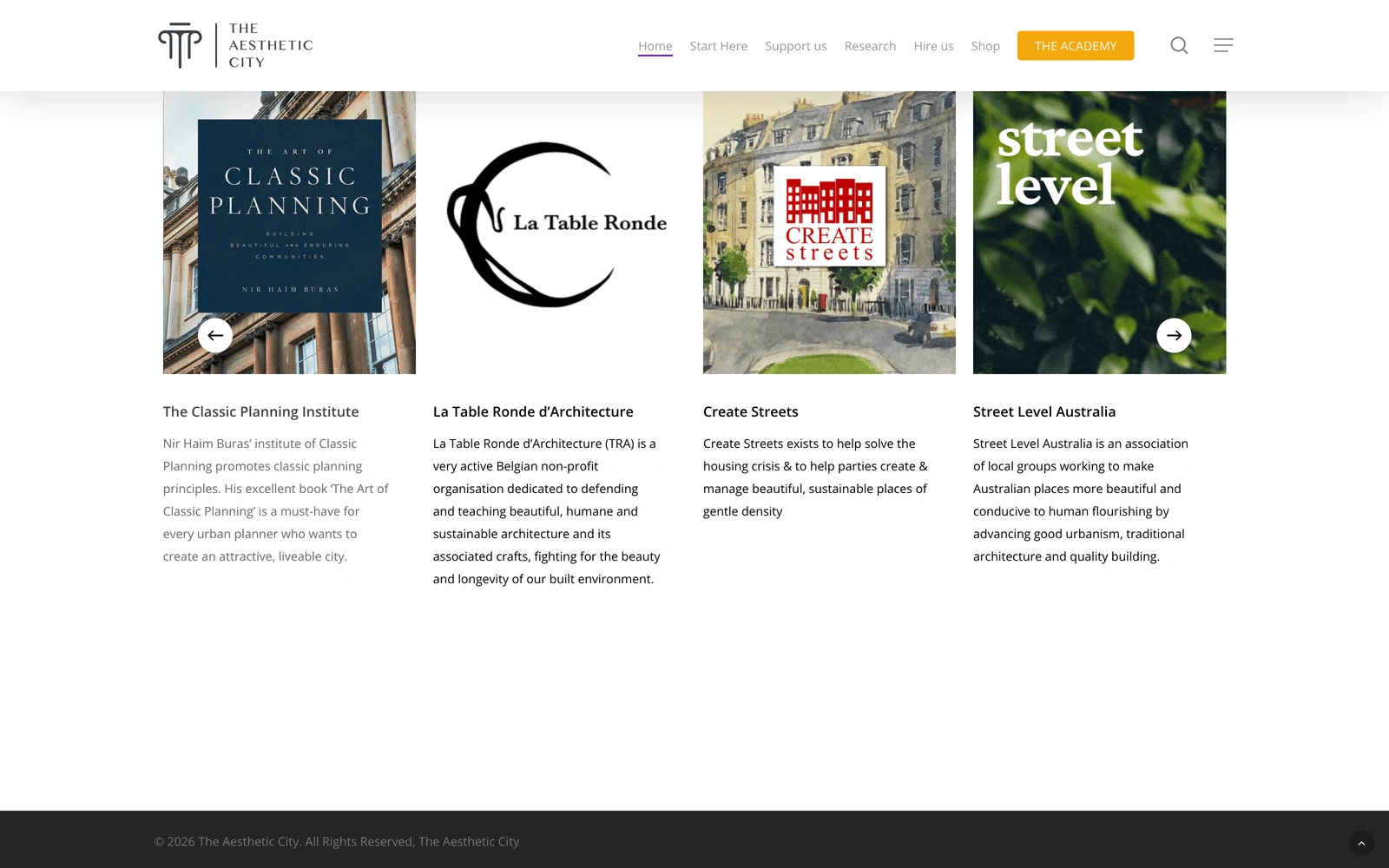 Bottom screenshot of TheAestheticCity.com
