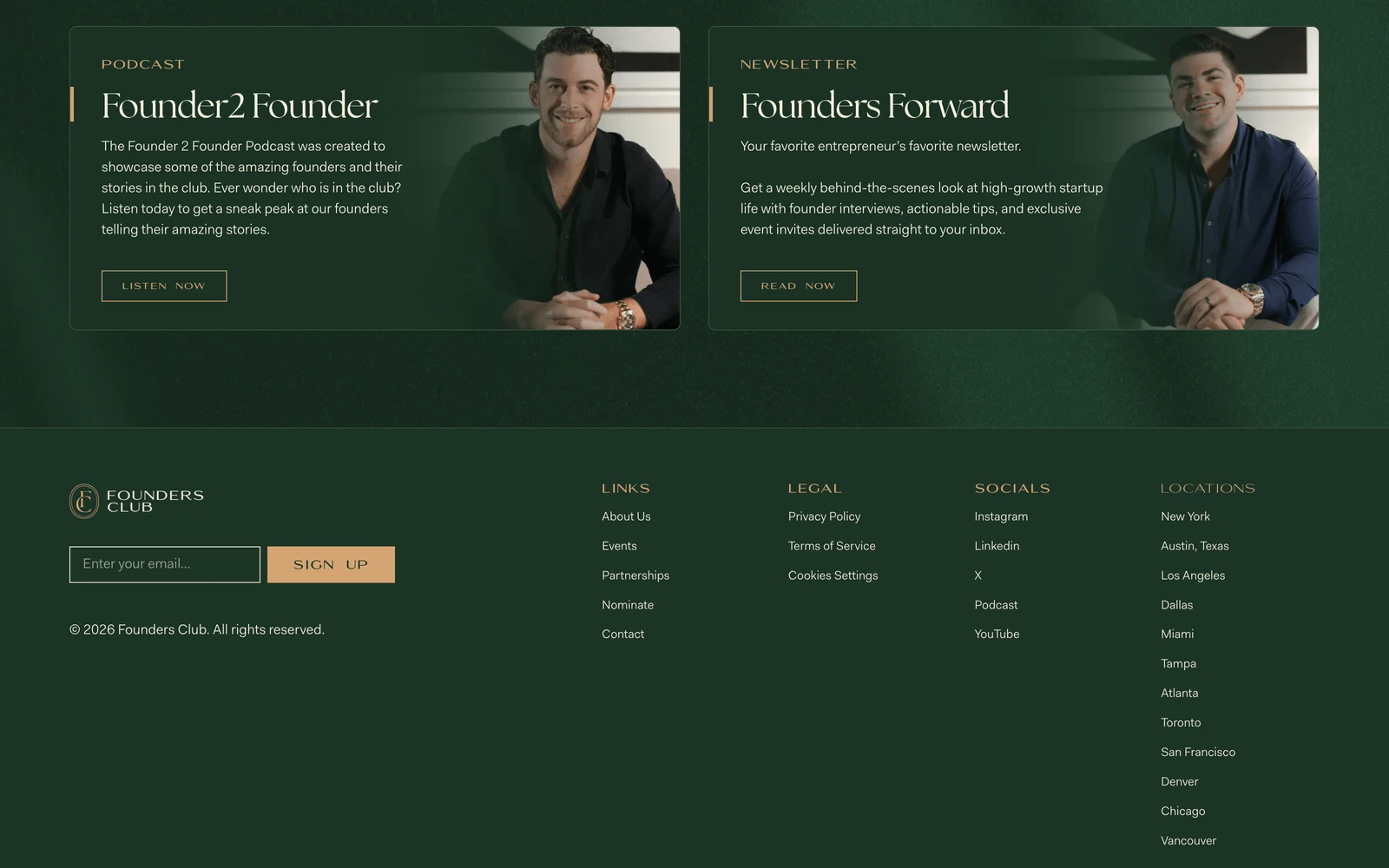 Bottom screenshot of FoundersClubOfficial.com