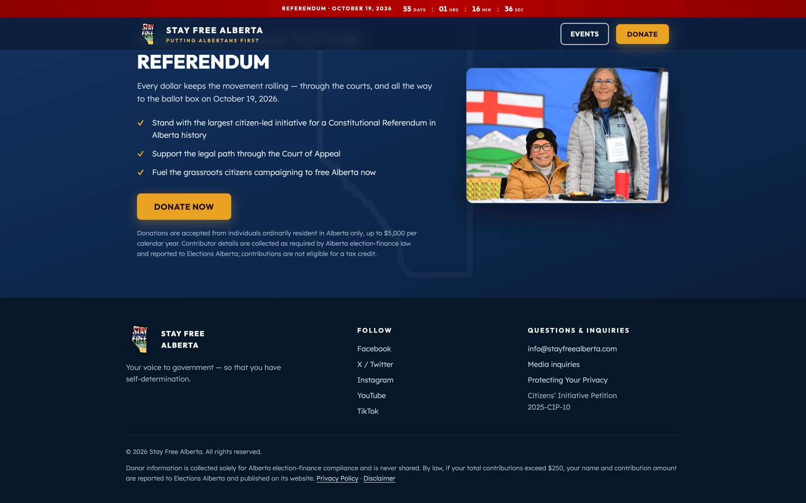 Bottom screenshot of StayFreeAlberta.com
