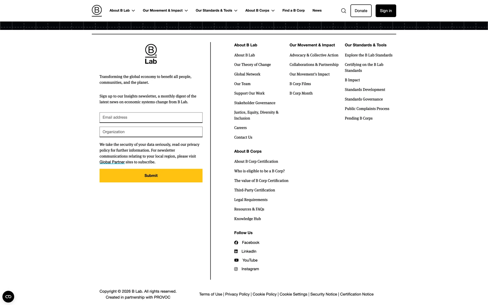 Bottom screenshot of BCorporation.net