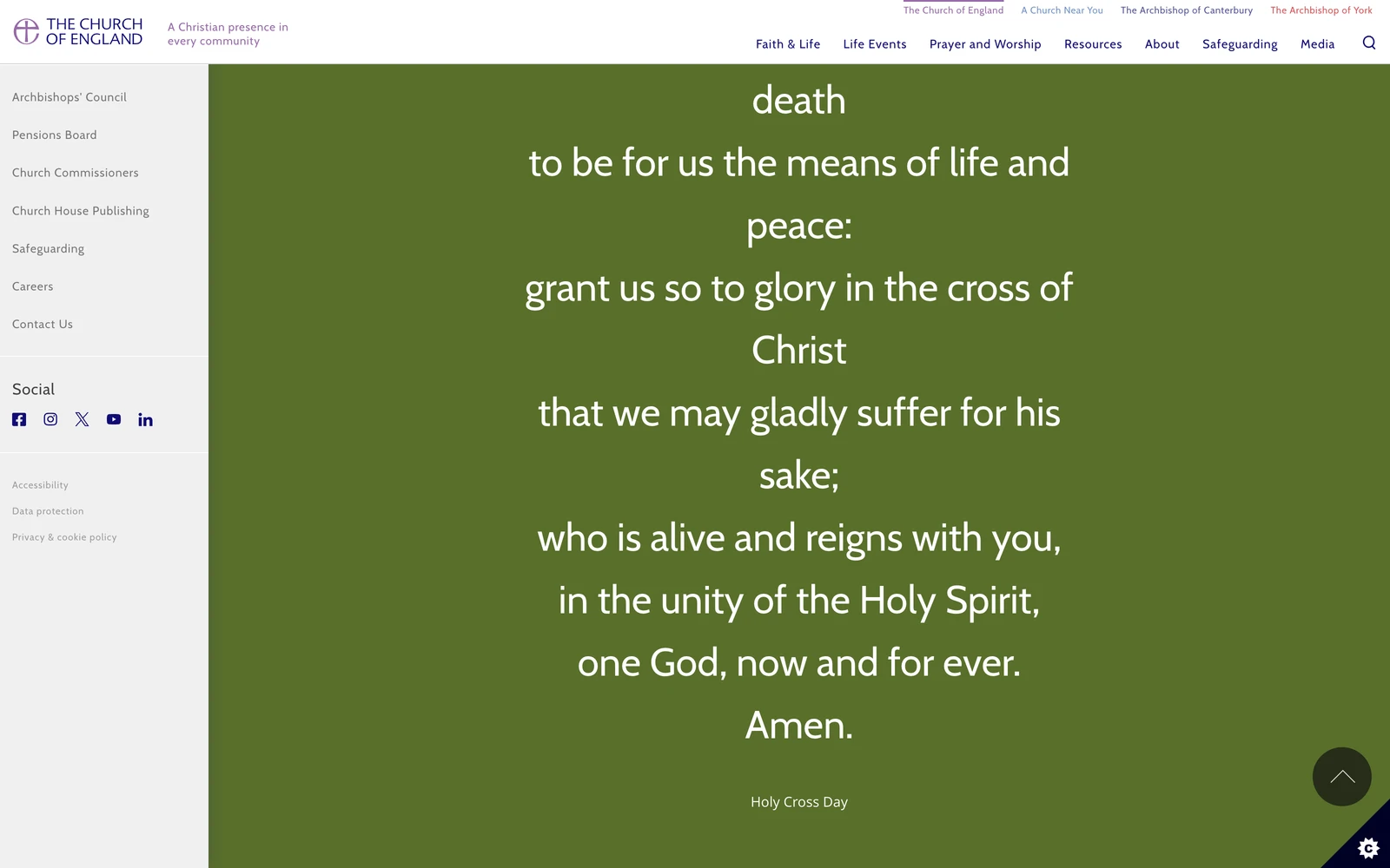 Bottom screenshot of ChurchOfEngland.org