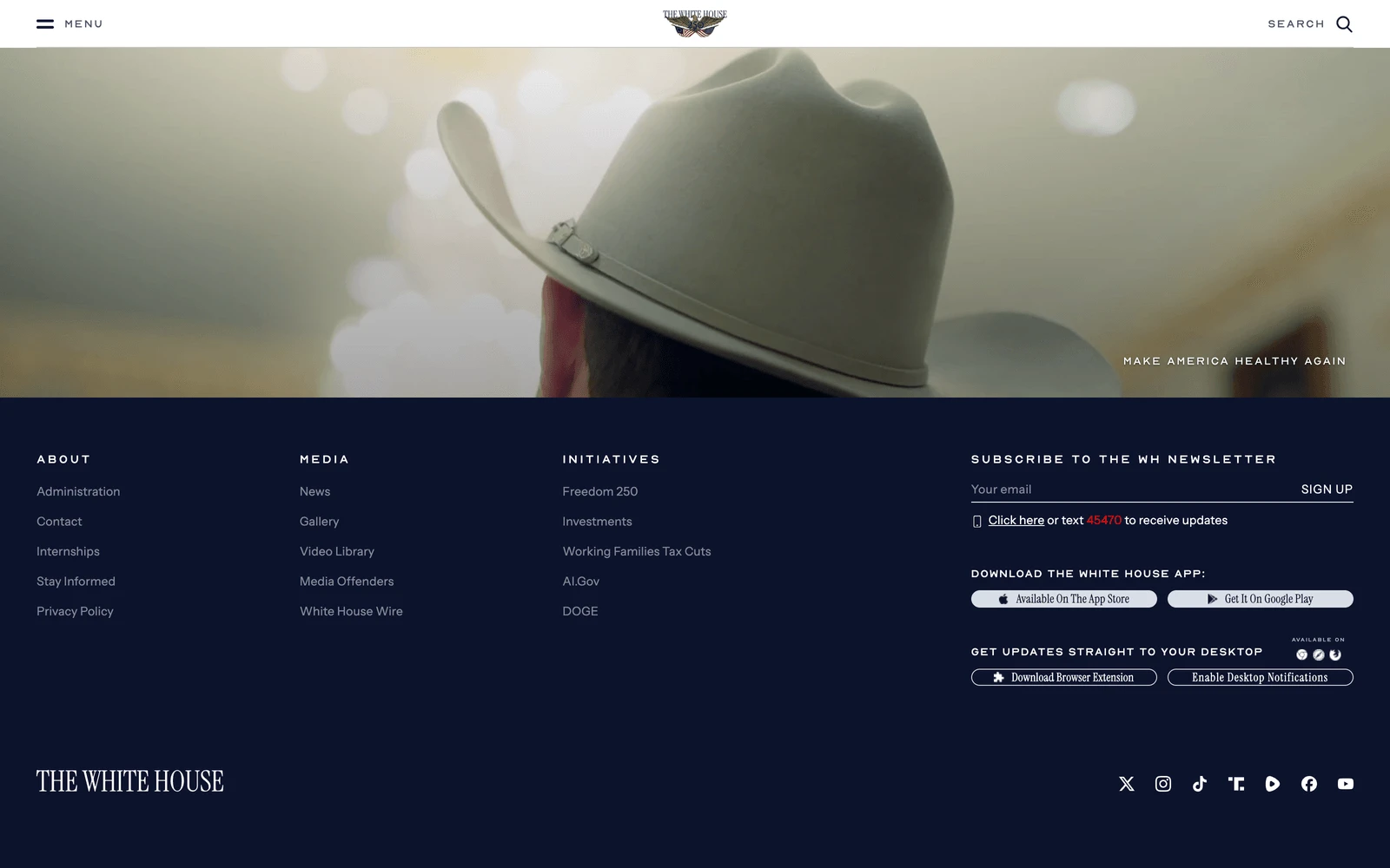 Bottom screenshot of WhiteHouse.gov