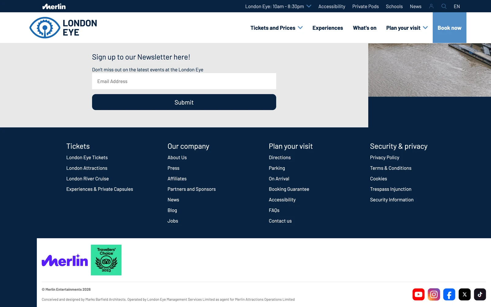 Bottom screenshot of LondonEye.com