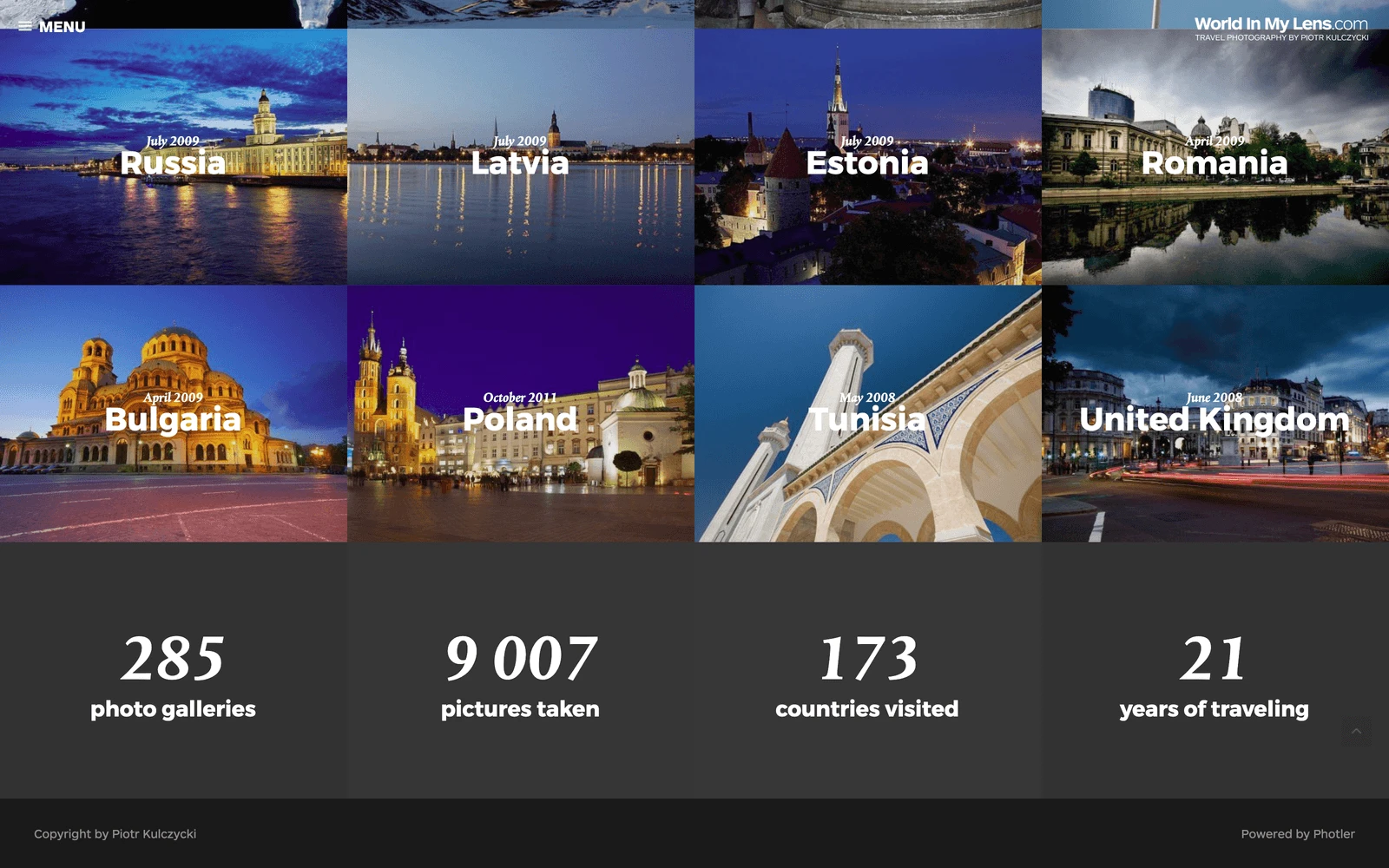 Bottom screenshot of WorldInMyLens.com