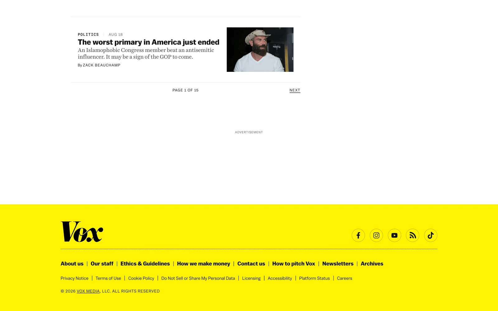Bottom screenshot of Vox.com