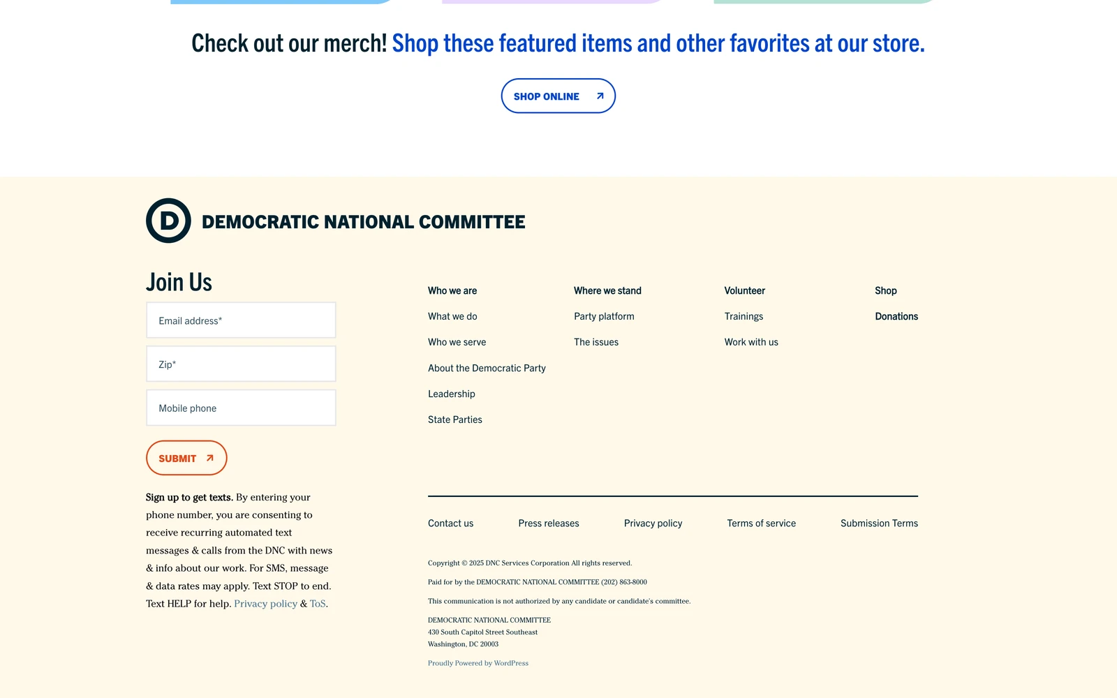 Bottom screenshot of Democrats.org