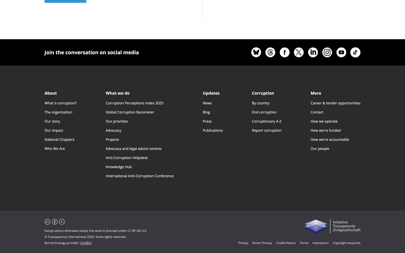 Bottom screenshot of Transparency.org