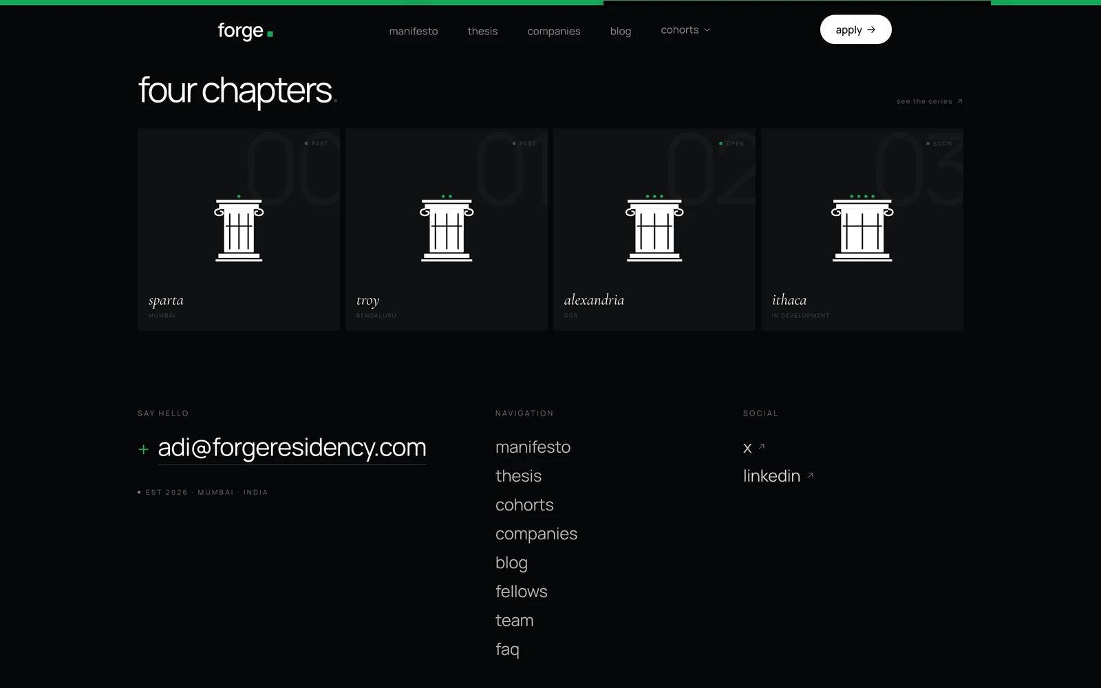 Bottom screenshot of ForgeResidency.com