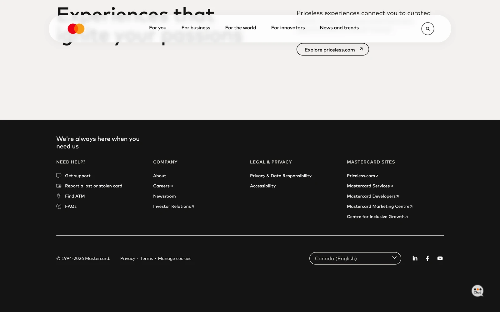 Bottom screenshot of Mastercard.com