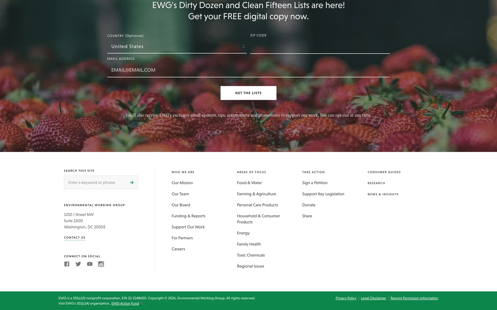 Bottom screenshot of EWG.org