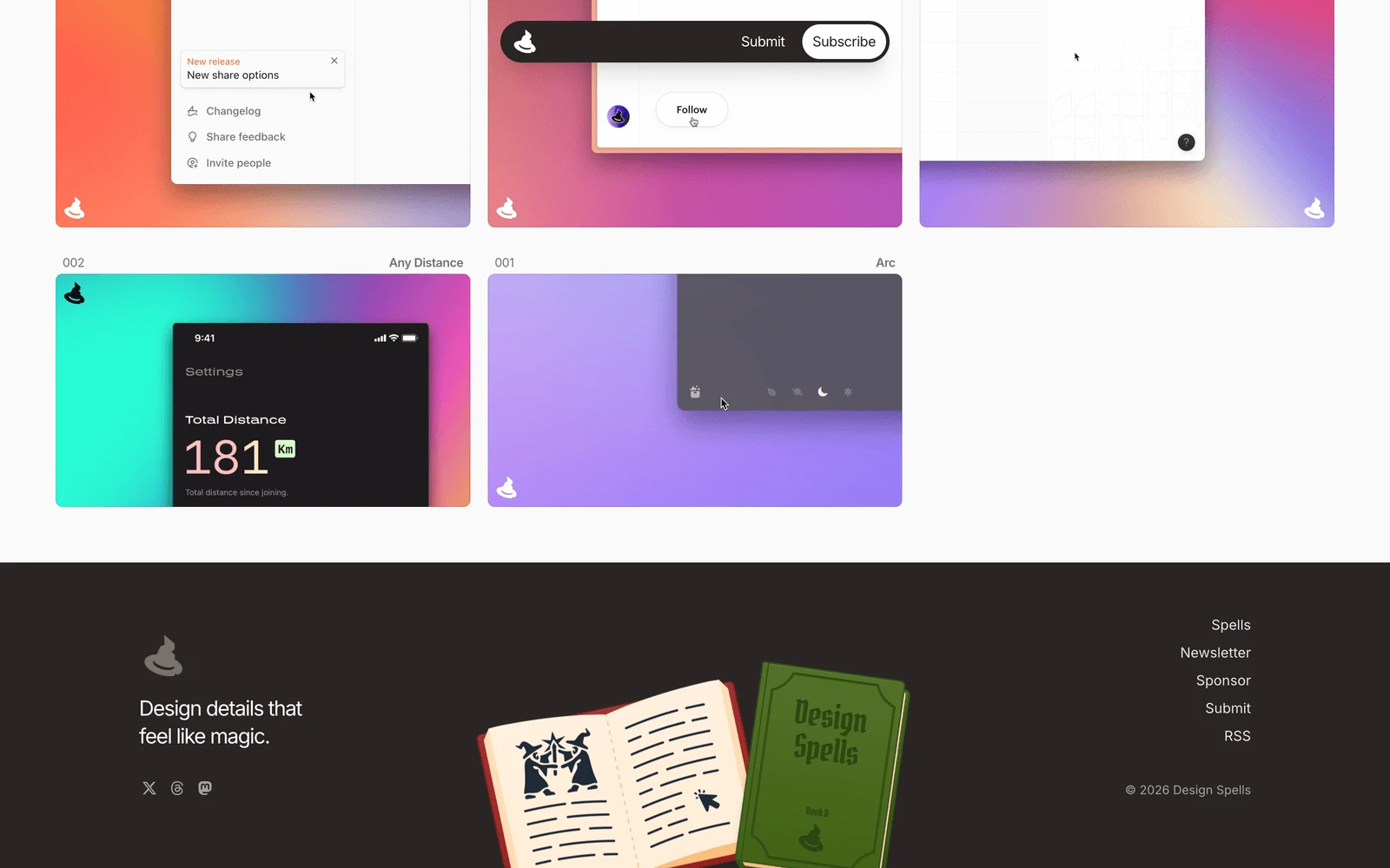Bottom screenshot of DesignSpells.com