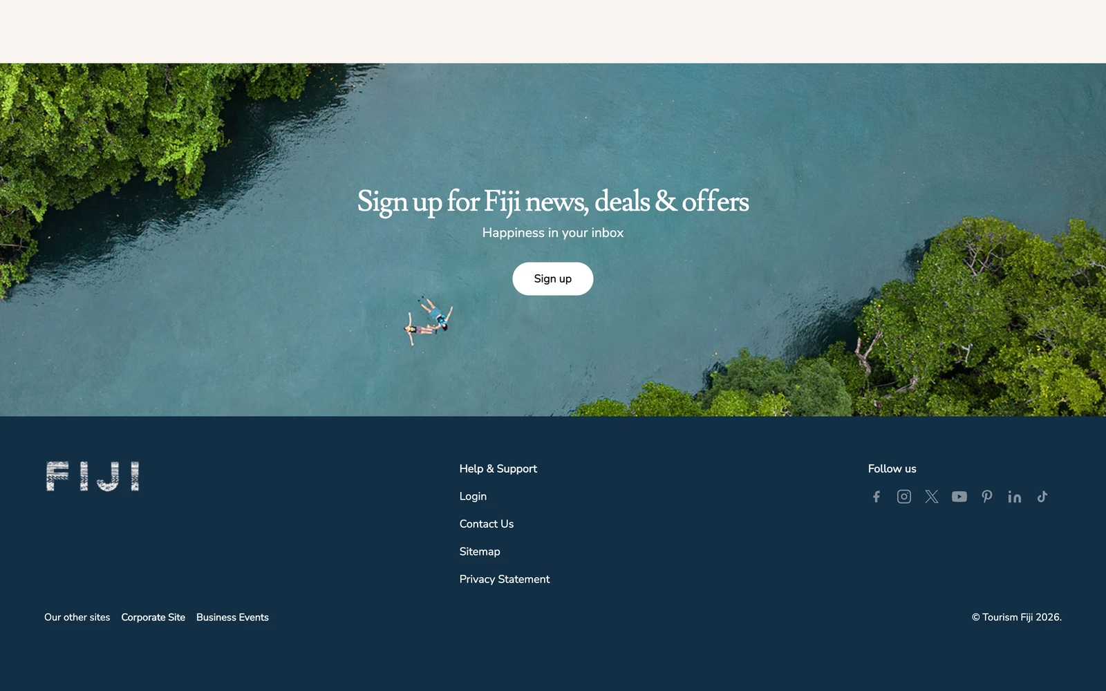 Bottom screenshot of Fiji.travel