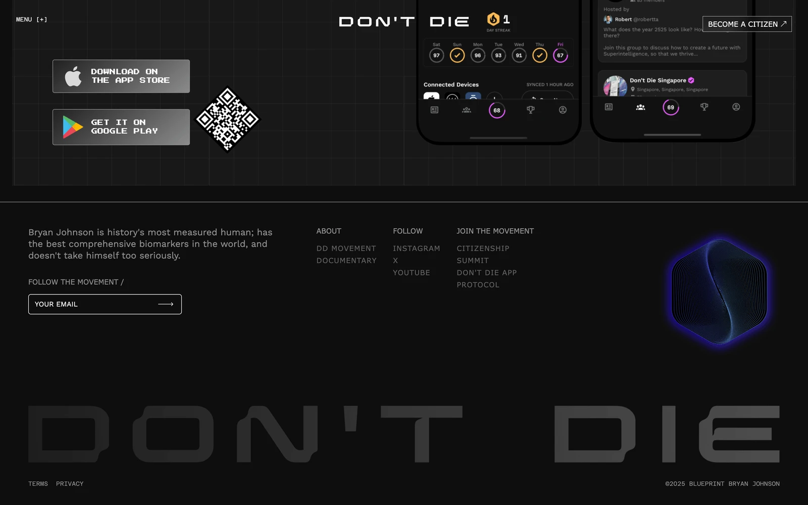 Bottom screenshot of DontDie.com