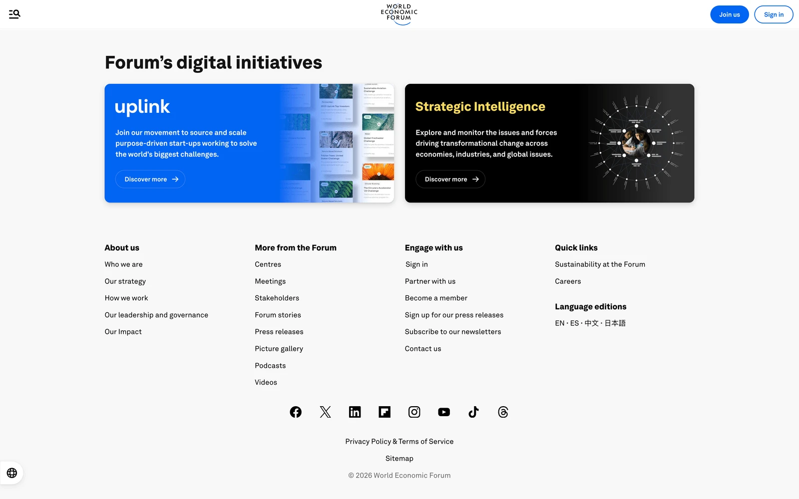 Bottom screenshot of WeForum.org