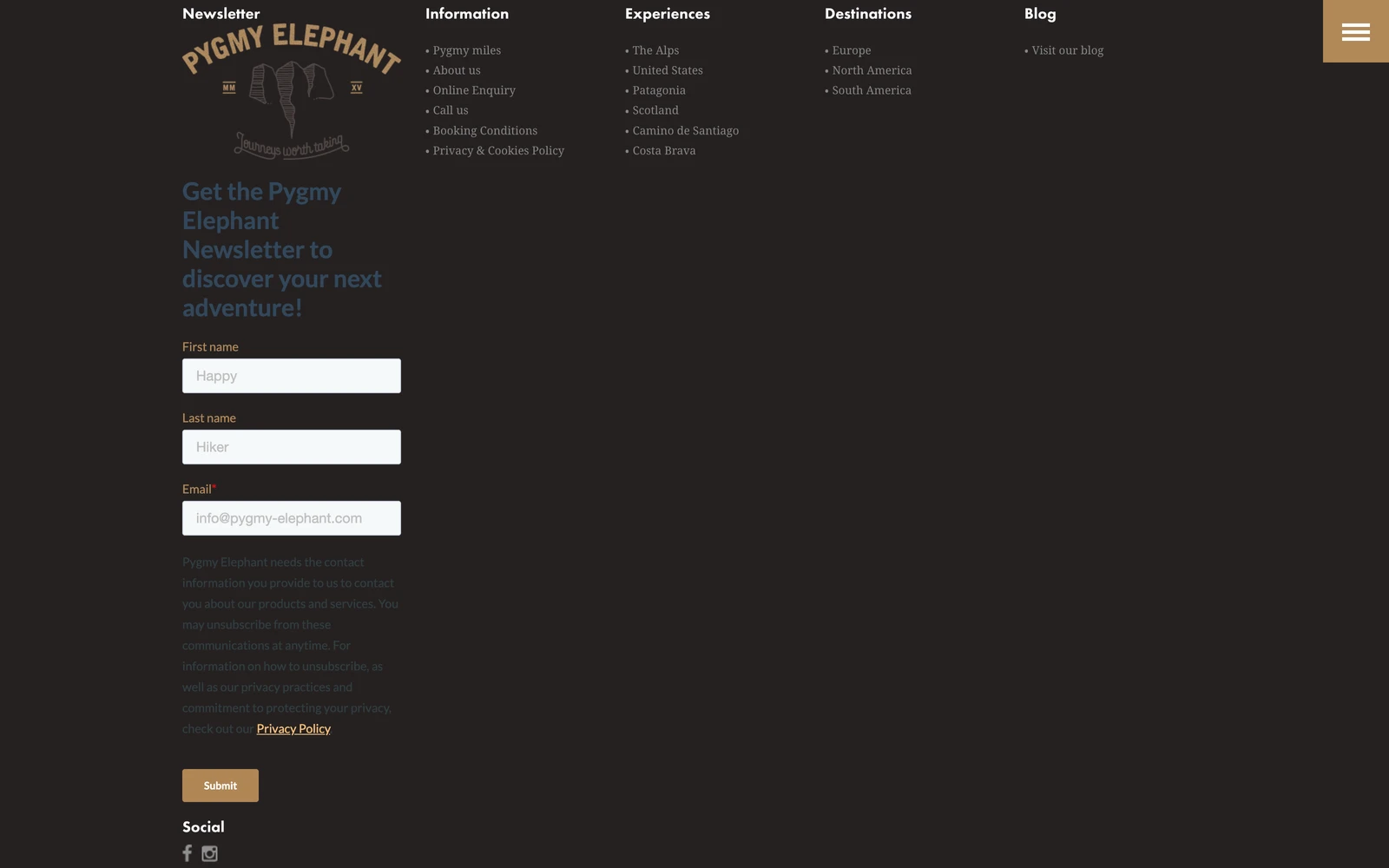 Bottom screenshot of PYGMY-Elephant.com