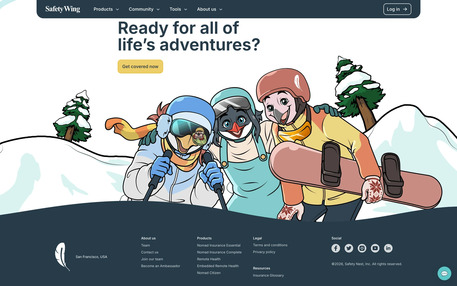 Bottom screenshot of SafetyWing.com Nomad Insurance