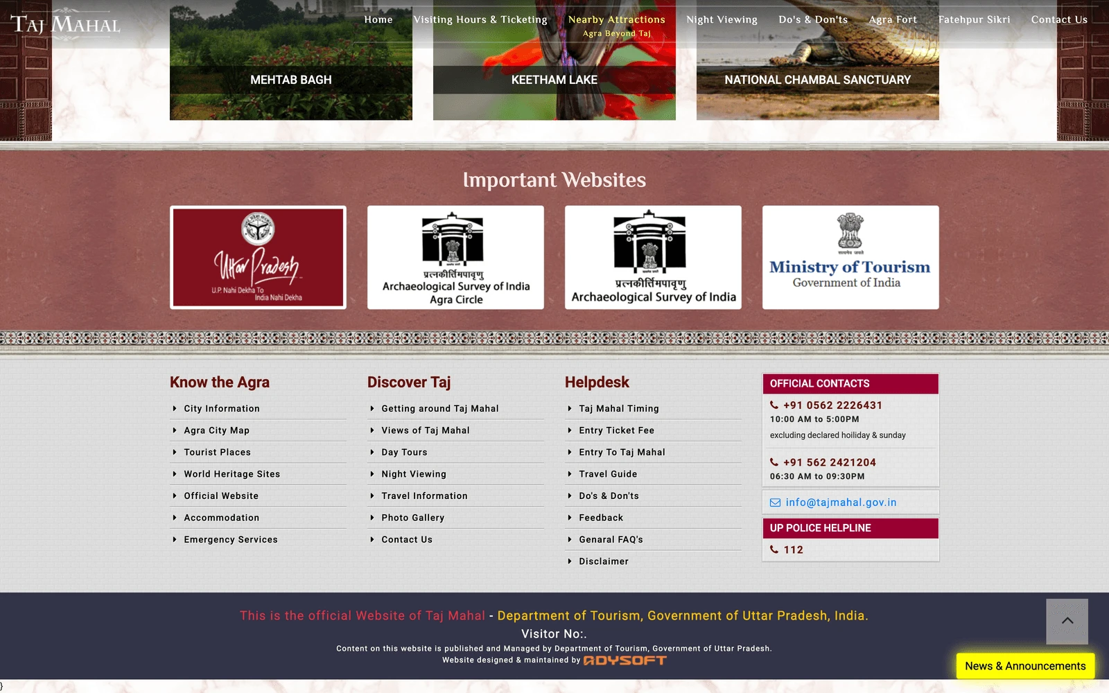 Bottom screenshot of TajMahal.gov.in
