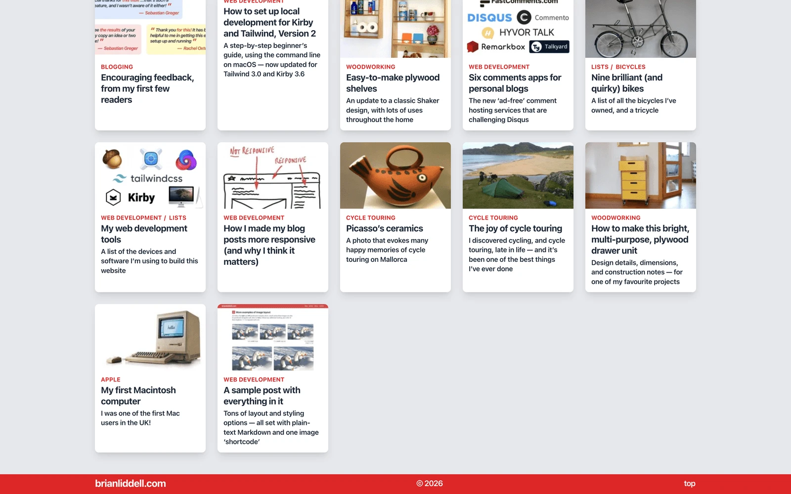 Bottom screenshot of BrianLiddell.com
