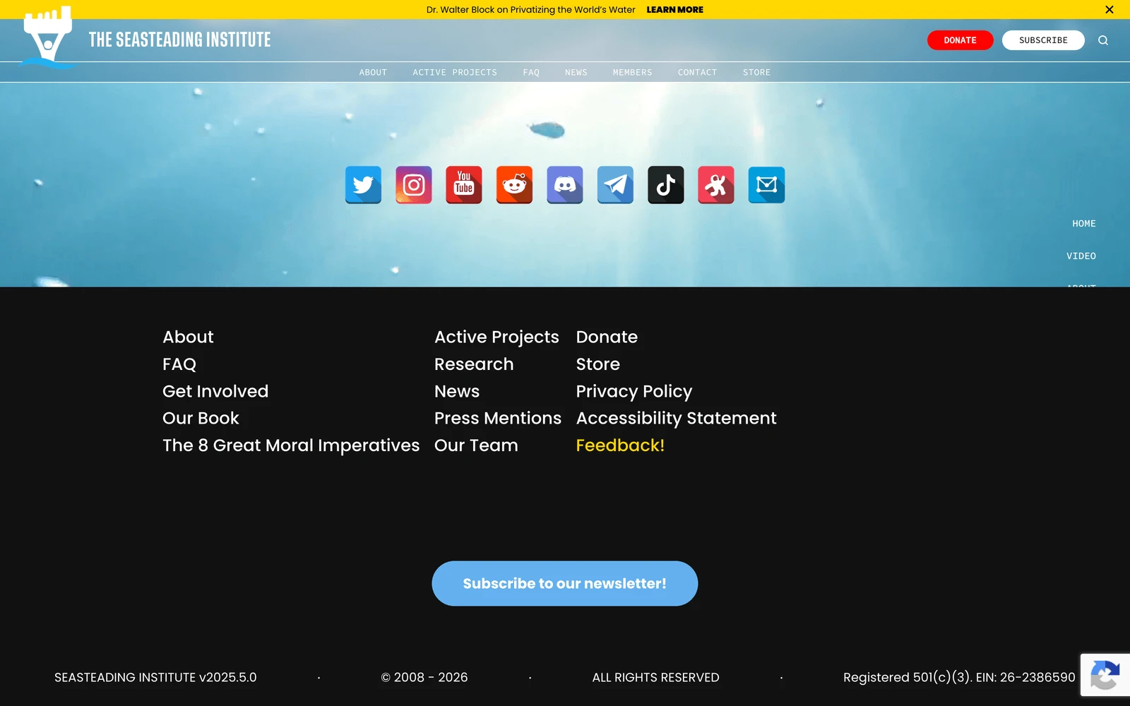 Bottom screenshot of Seasteading.org