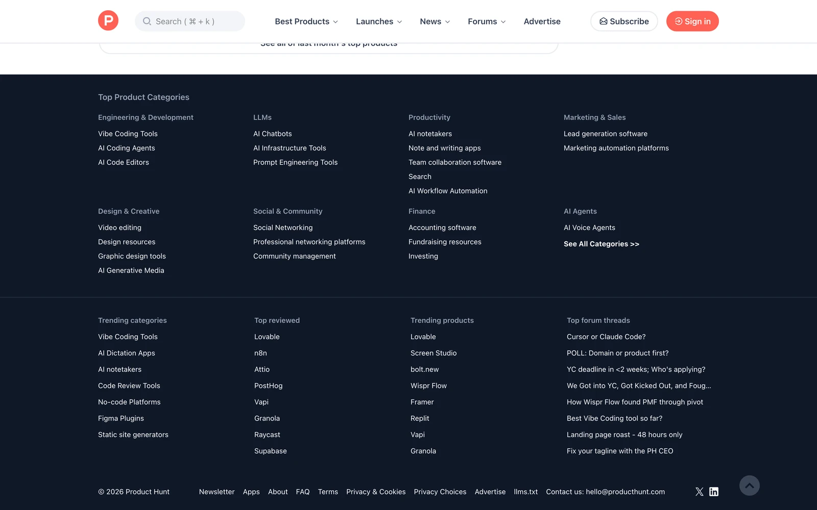 Bottom screenshot of ProductHunt.com