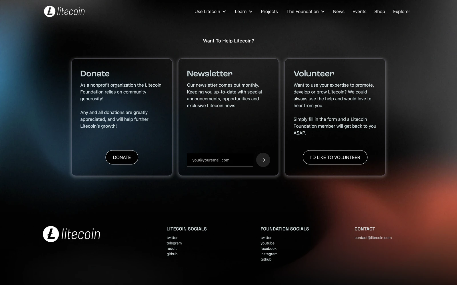 Bottom screenshot of Litecoin.com