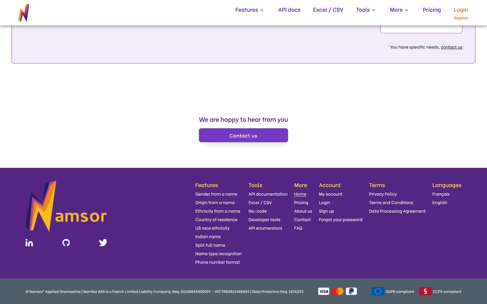 Bottom screenshot of Namsor.app