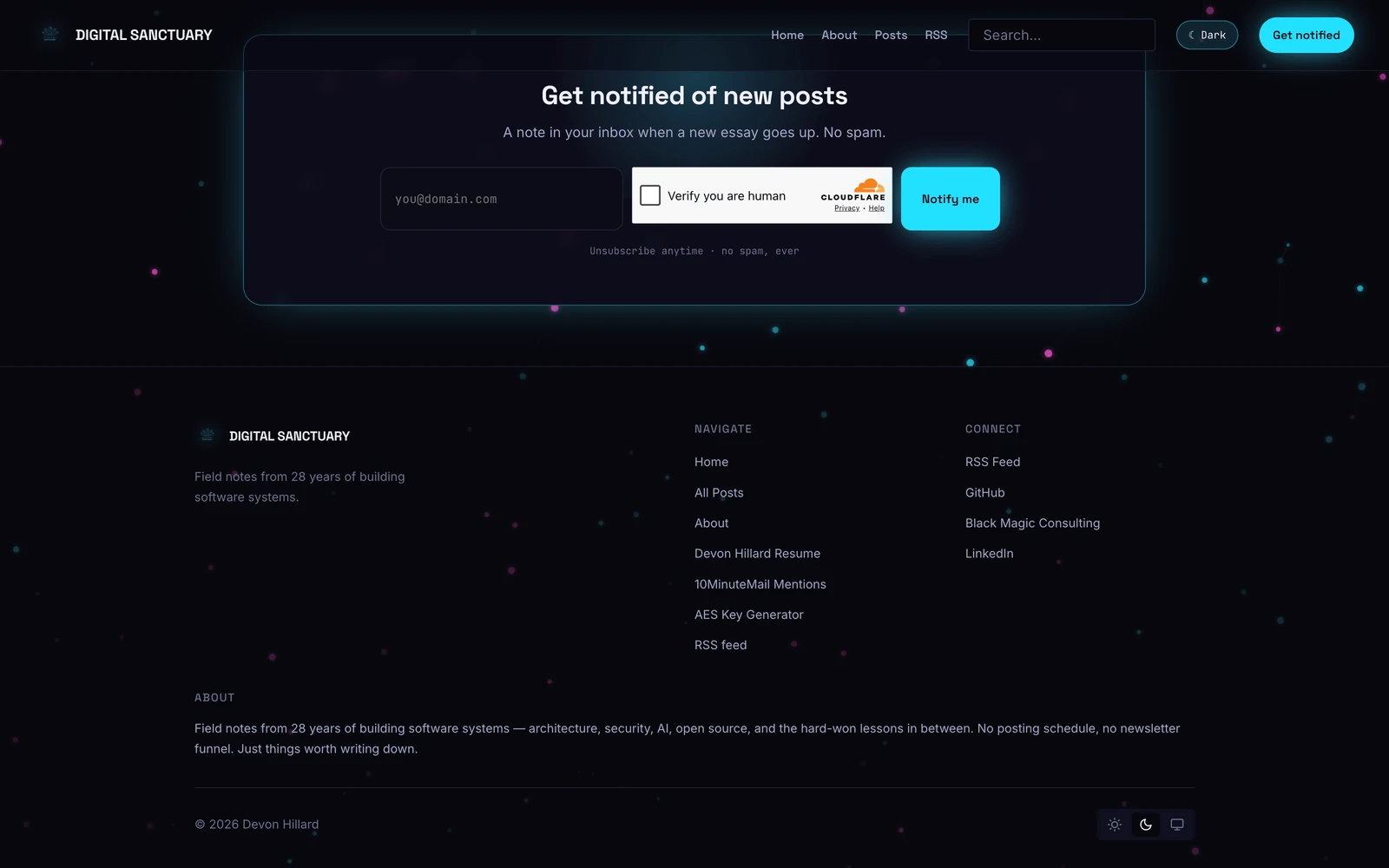 Bottom screenshot of DigitalSanctuary.com