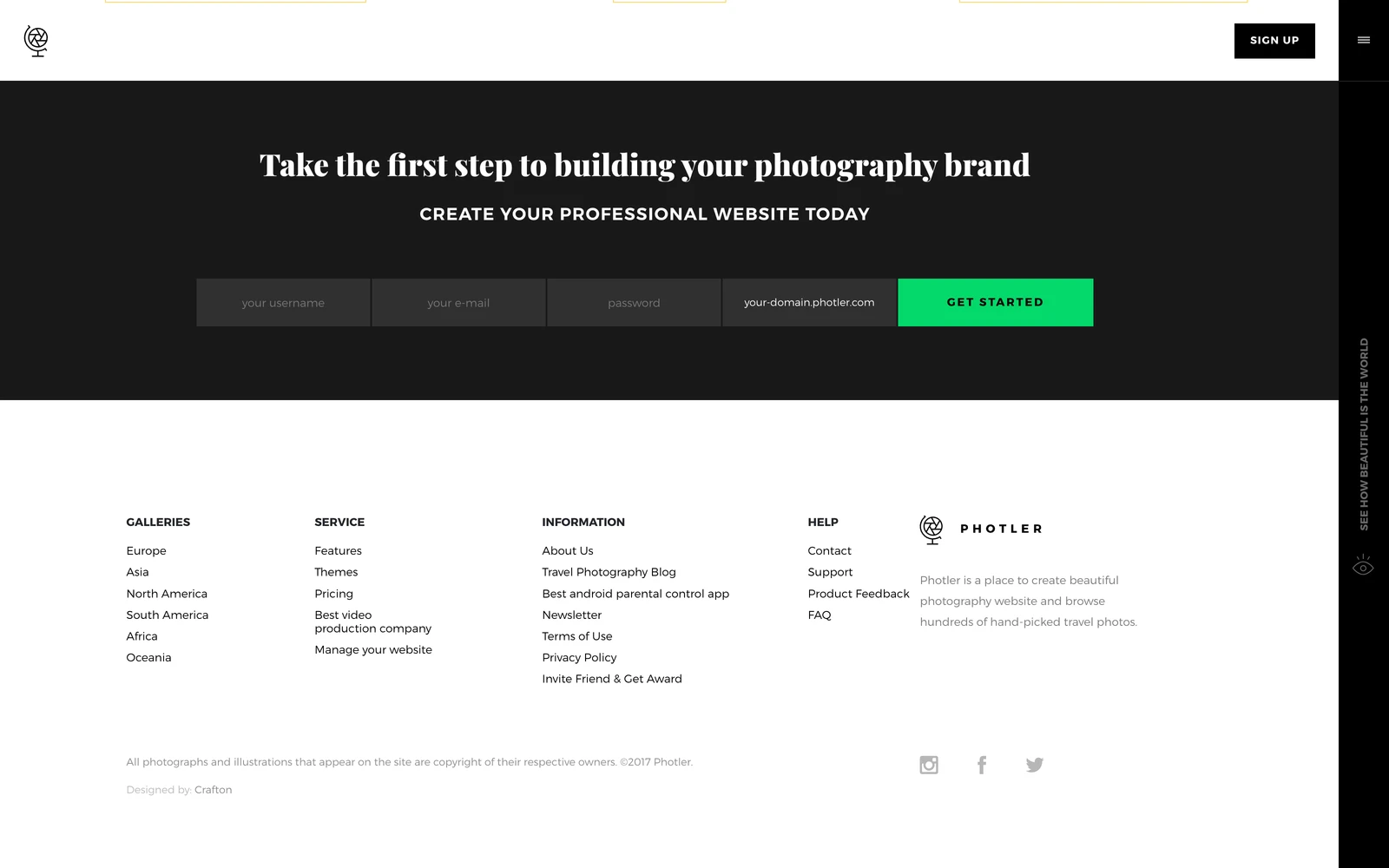 Bottom screenshot of Photler.com