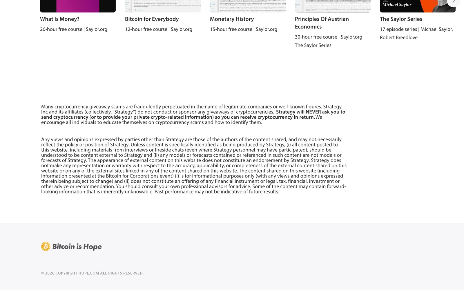 Bottom screenshot of Hope.com