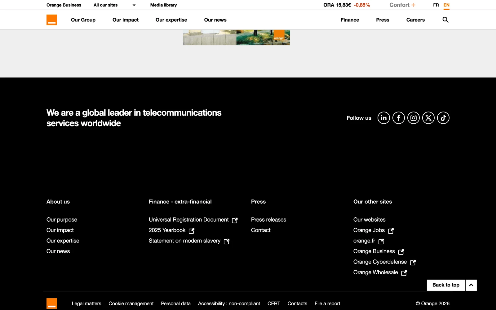 Bottom screenshot of Orange.com