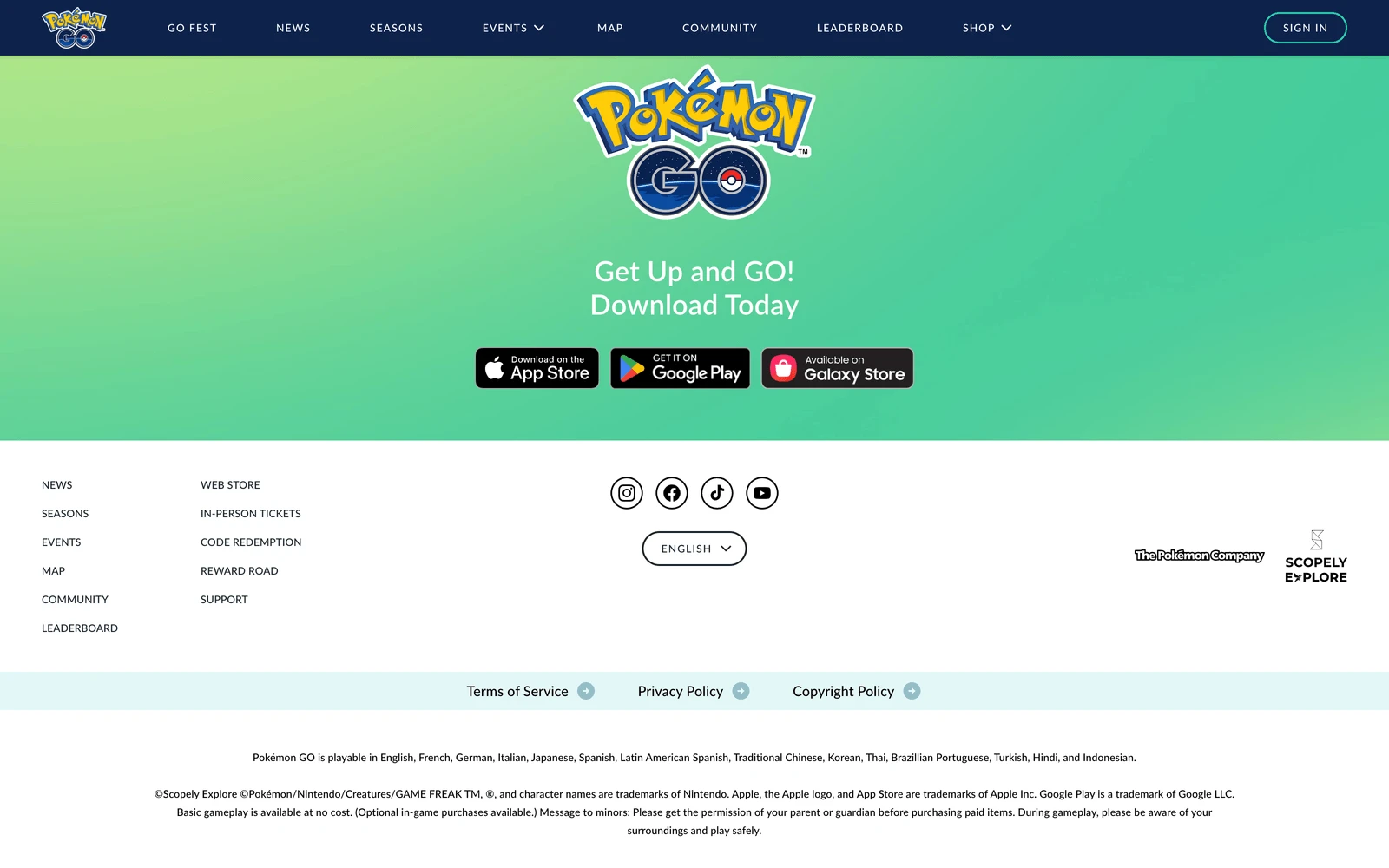 Bottom screenshot of PokemonGO.com