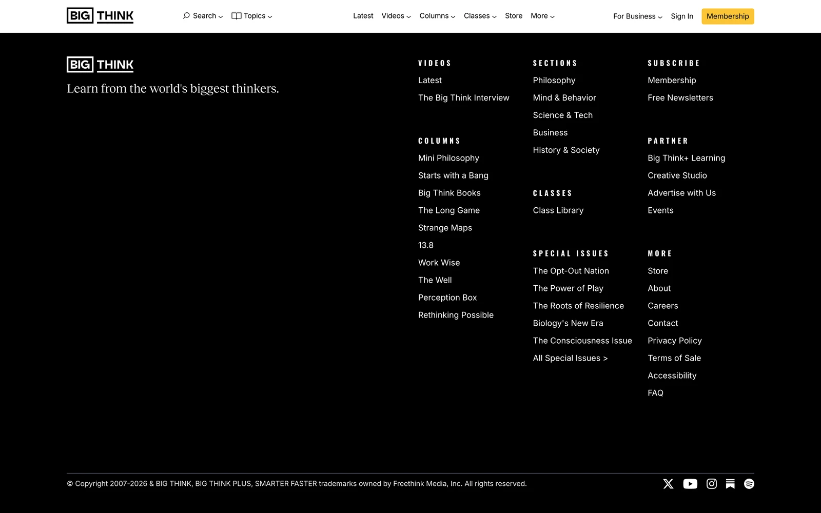Bottom screenshot of BigThink.com