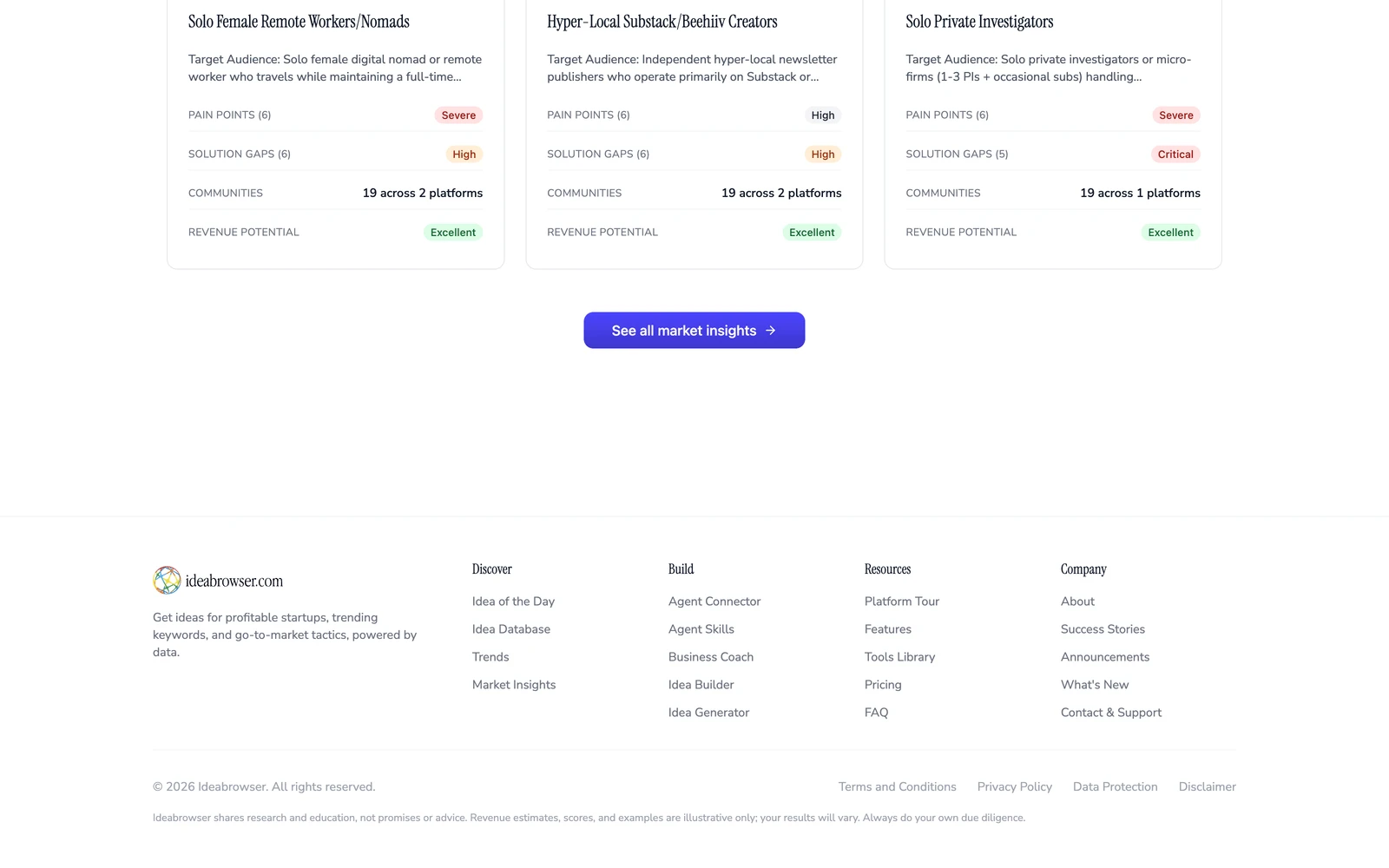 Bottom screenshot of IdeaBrowser.com