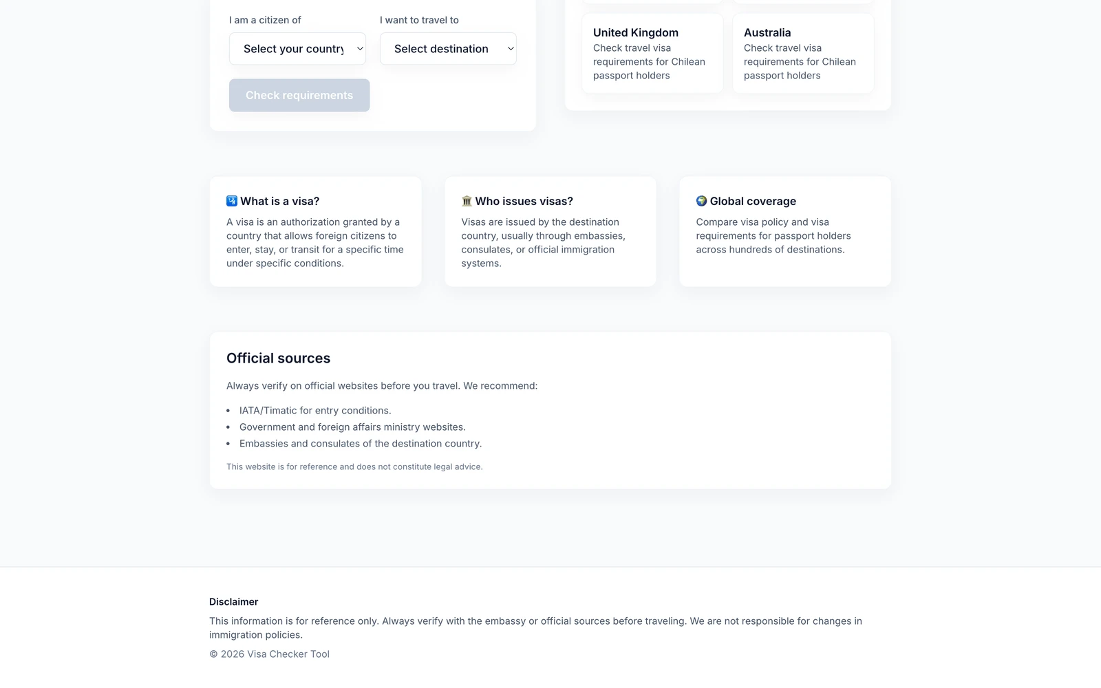 Bottom screenshot of VisaCheckTool.com