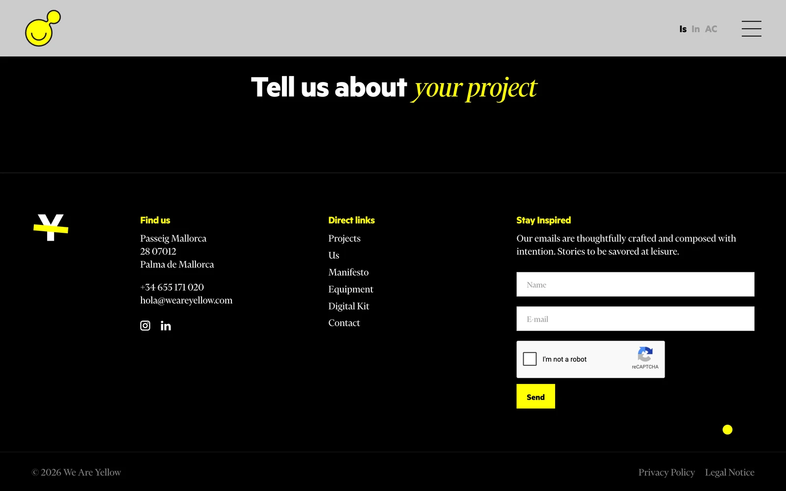 Bottom screenshot of WeAreYellow.com