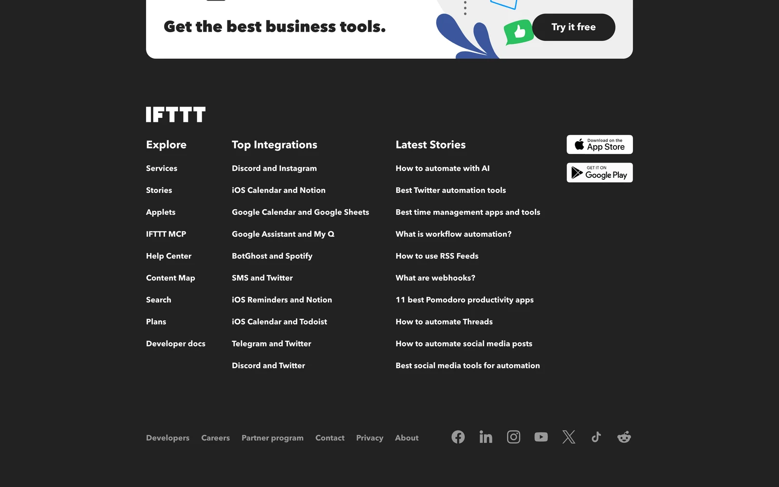 Bottom screenshot of IFTTT.com