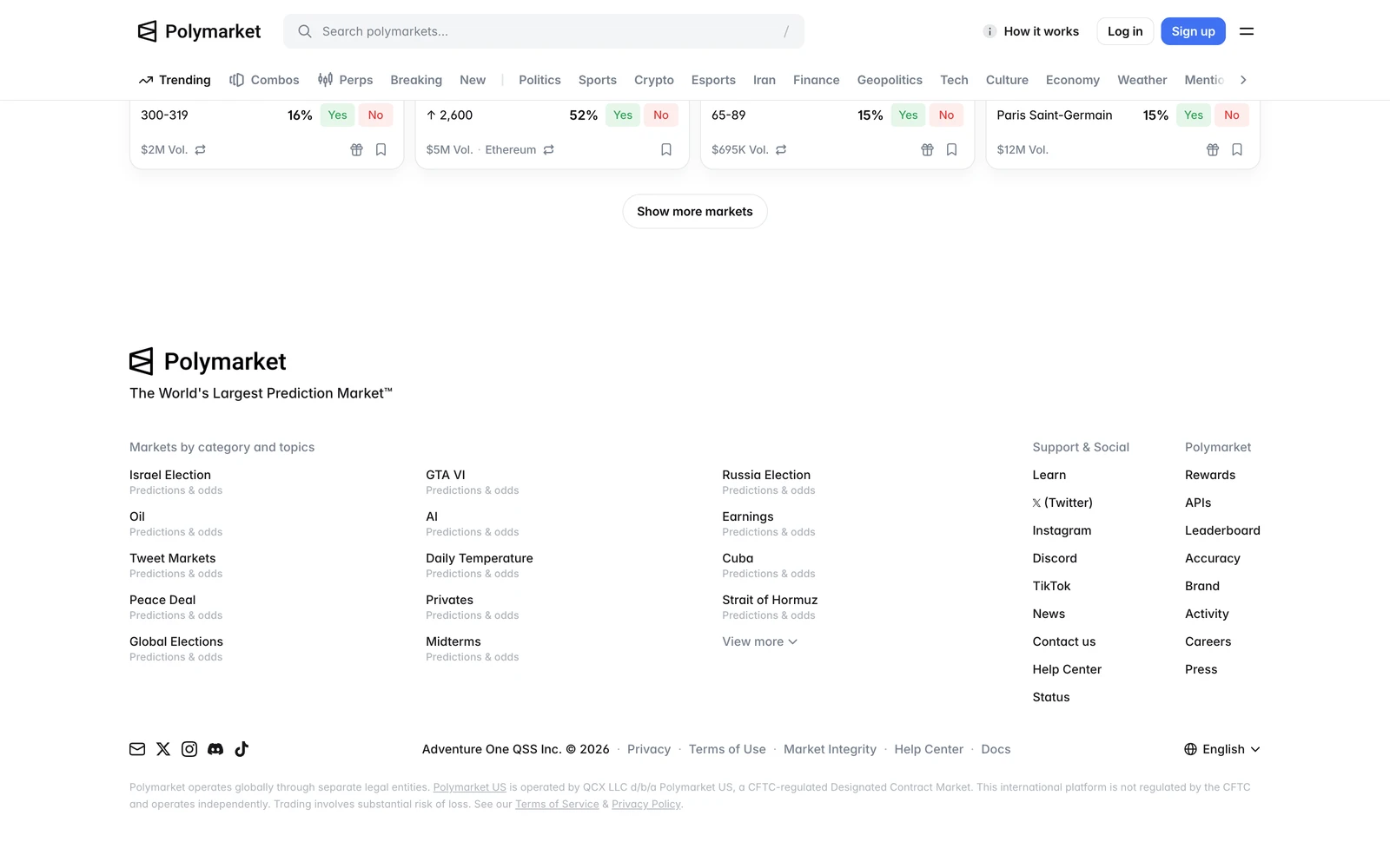 Bottom screenshot of Polymarket.com