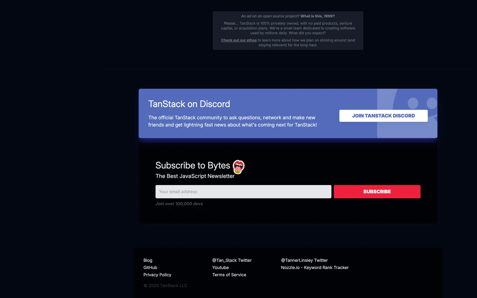 Bottom screenshot of TanStack.com