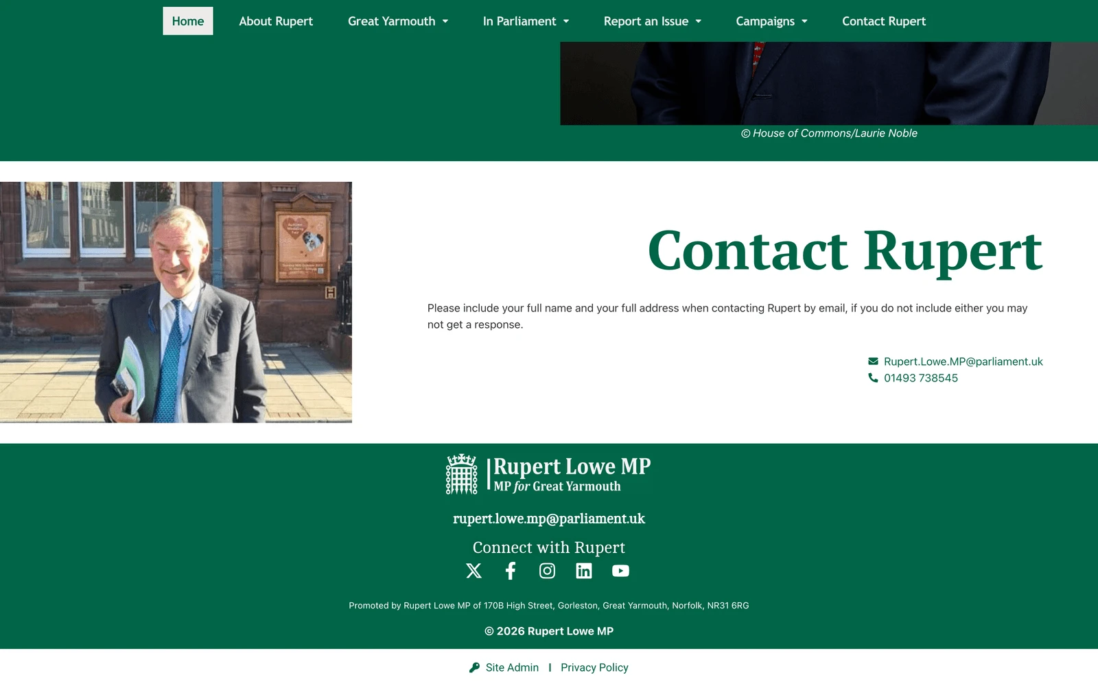 Bottom screenshot of RupertLowe.co.uk