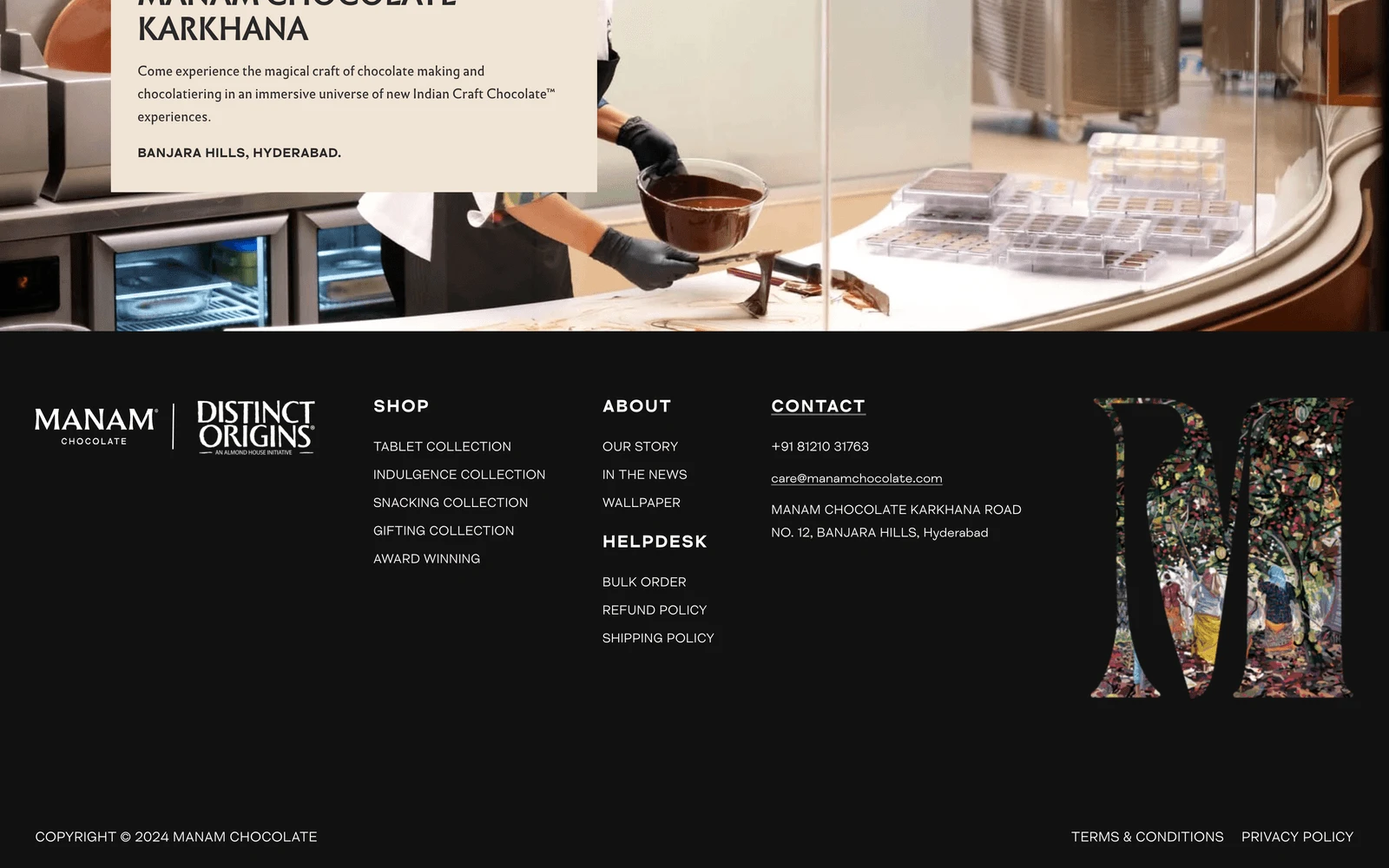 Bottom screenshot of ManamChocolate.com