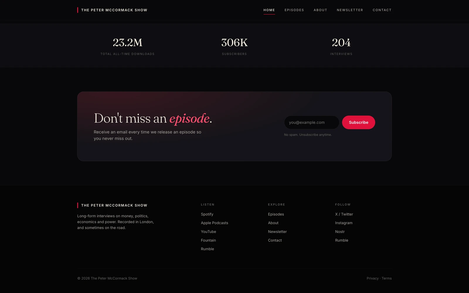 Bottom screenshot of PeterMcCormack.com