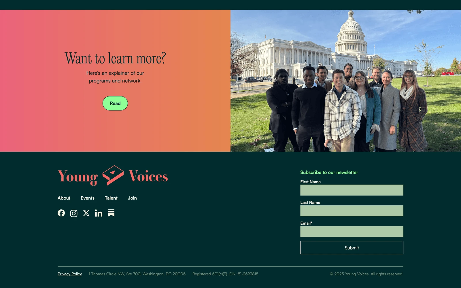 Bottom screenshot of JoinYV.org
