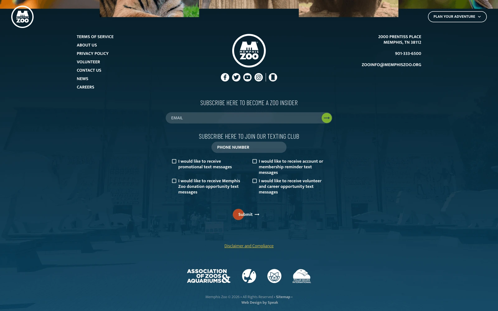 Bottom screenshot of MemphisZoo.org