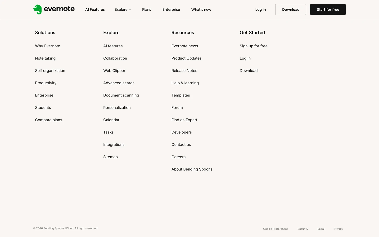 Bottom screenshot of Evernote.com