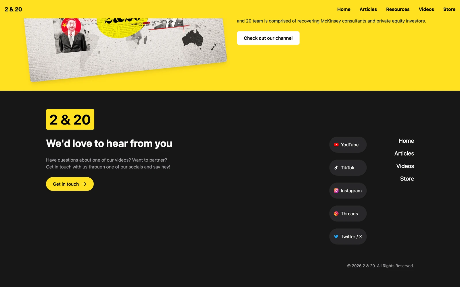 Bottom screenshot of 2and20Media.com
