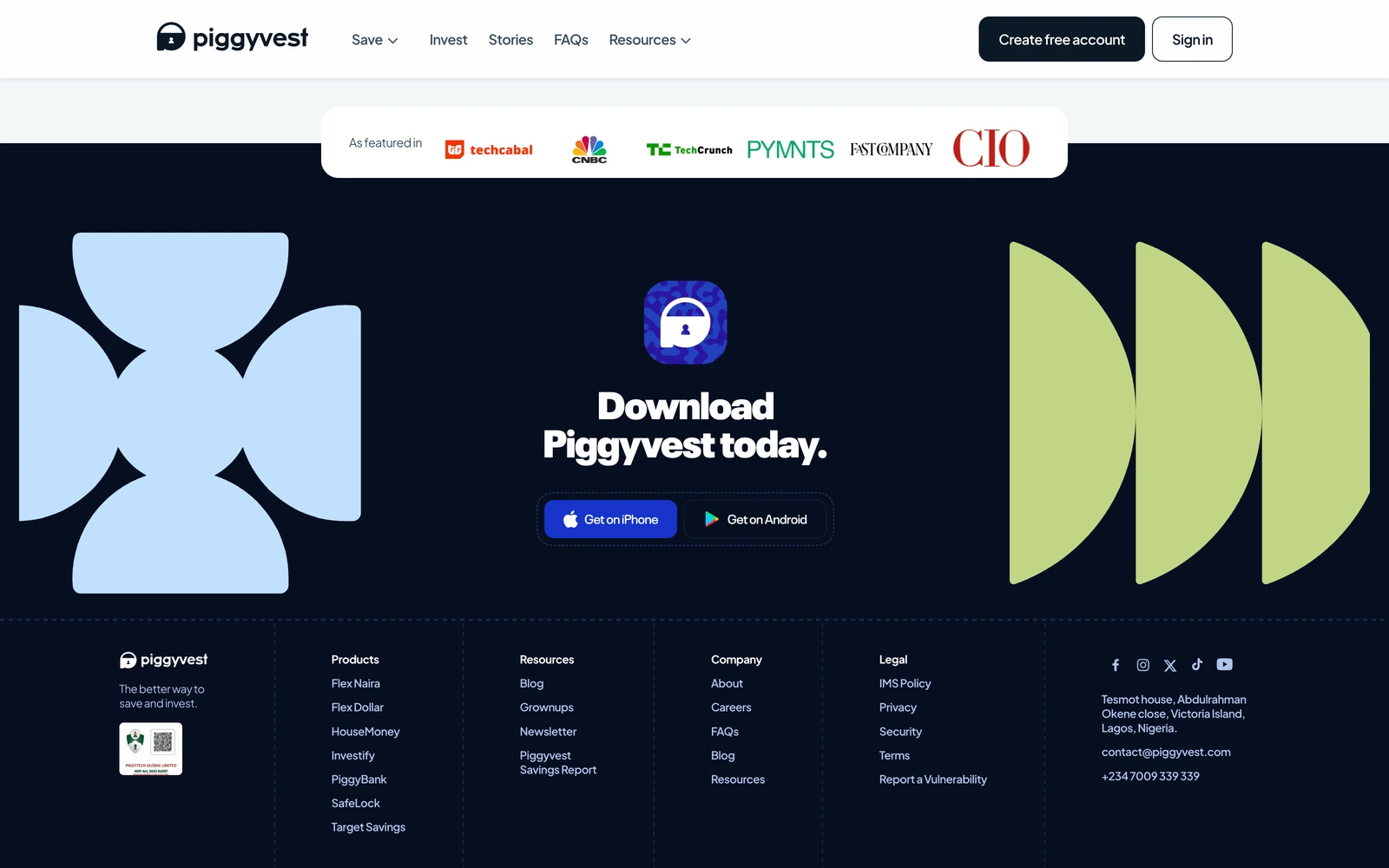 Bottom screenshot of PiggyVest.com