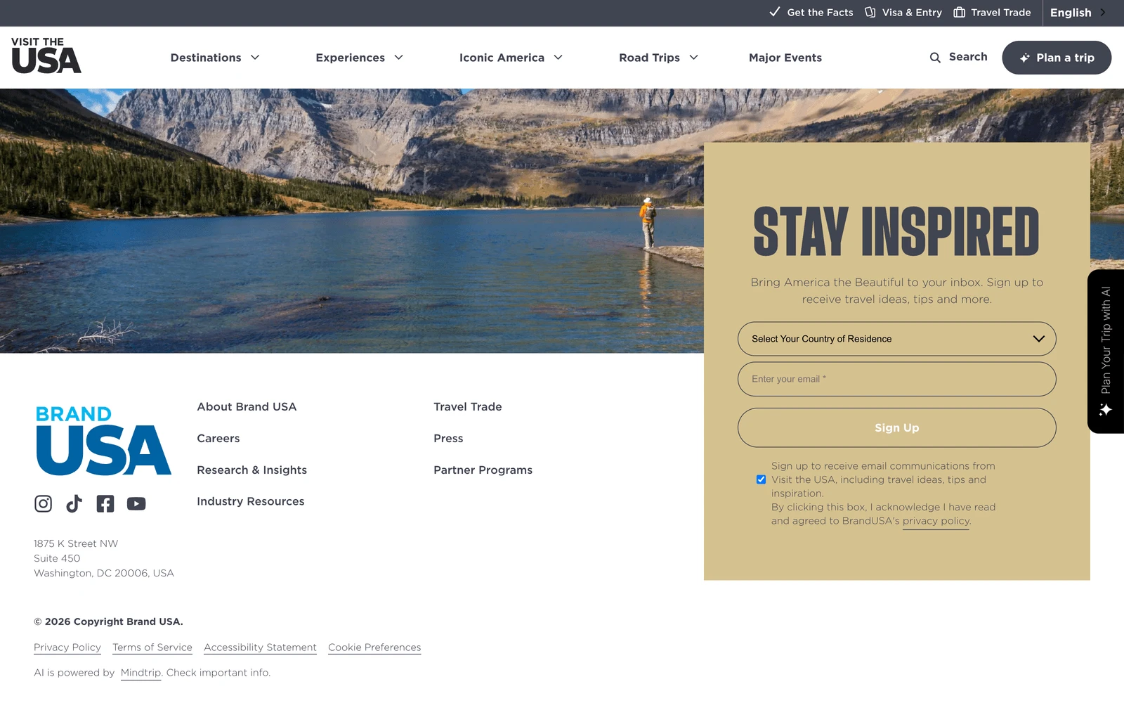 Bottom screenshot of VisitTheUSA.com