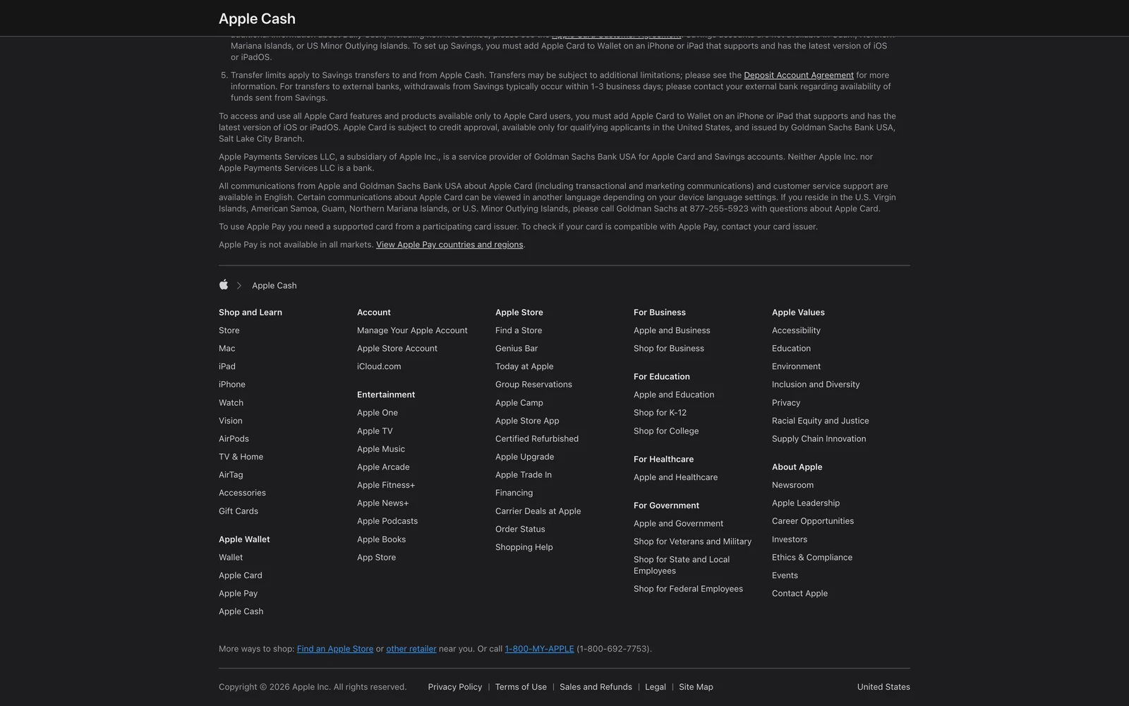 Bottom screenshot of Apple.com Apple Cash