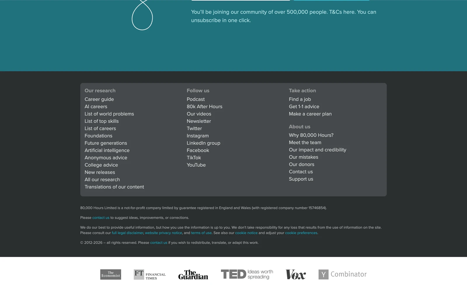 Bottom screenshot of 80000hours.org